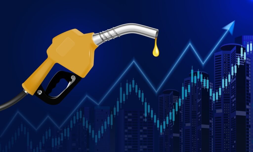 fuel gas at price growth chart realistic background vector illustration

