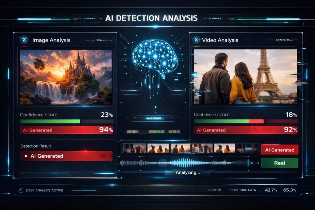 AI tools dashboard to detect AI-generated images & videos accurately