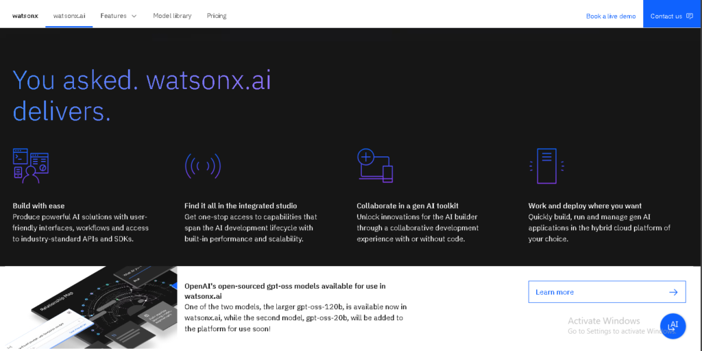 IBM watsonx AI enterprise automation dashboard illustration
