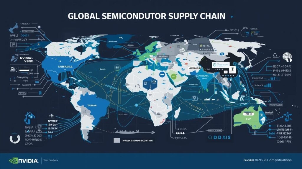 Global semiconductor supply chain showing Nvidia dependence on Taiwan and South Korea