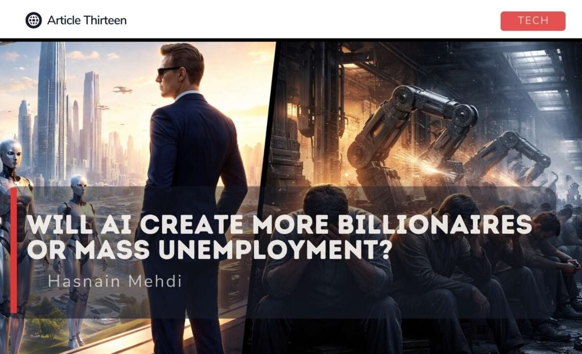 Will AI create more billionaires or mass unemployment in 2026 illustration