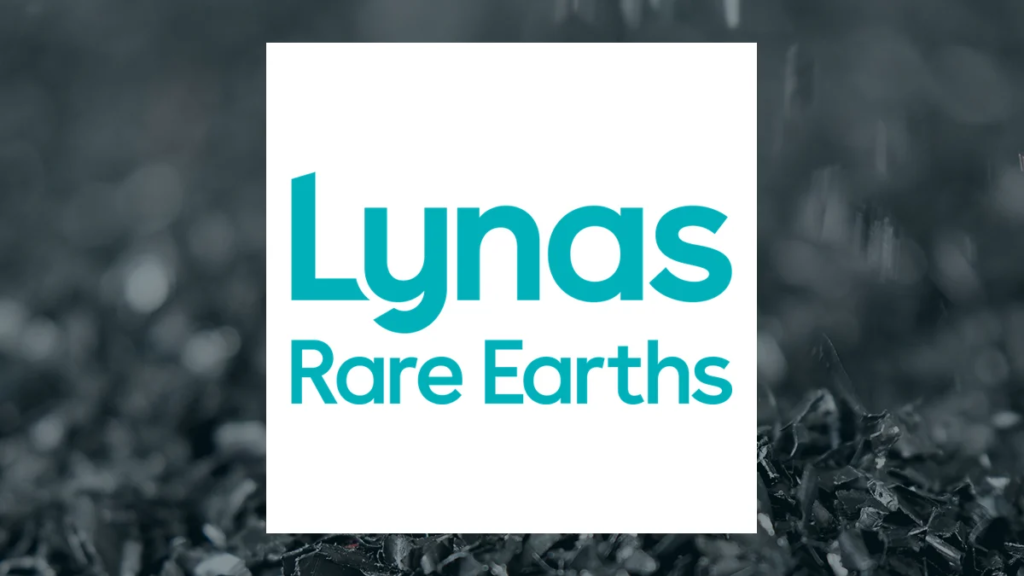 Lynas Rare Earths logo with background of rare earth mineral land