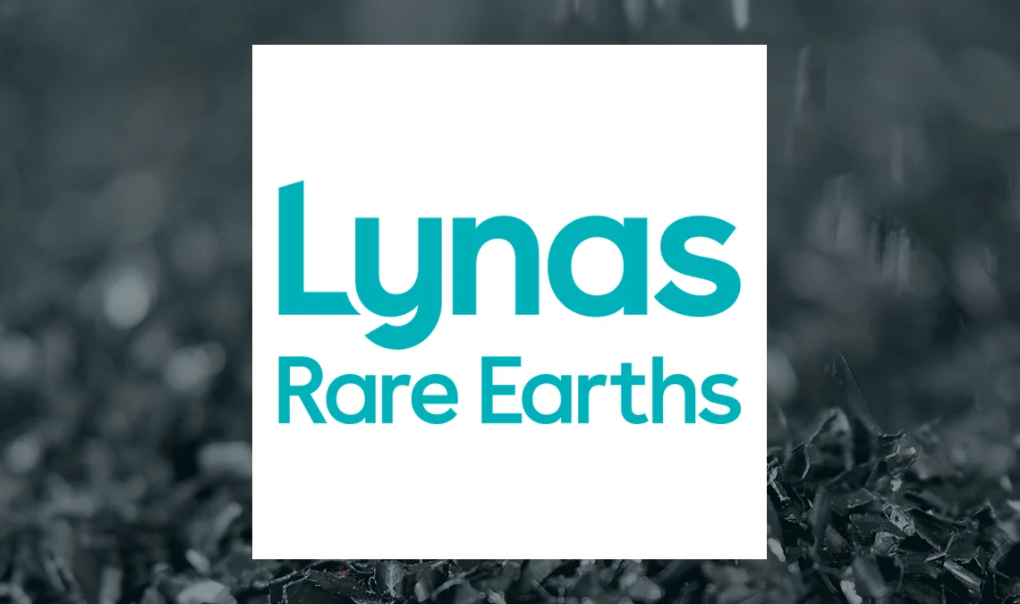 Lynas Rare Earths logo with background of rare earth mineral land