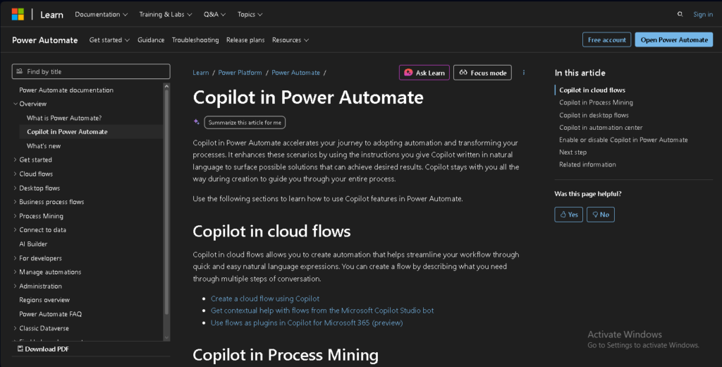 Microsoft Copilot Studio workflow automation dashboard illustration