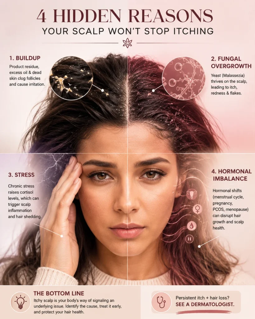 Close-up comparison of scalp flakes types and severity 